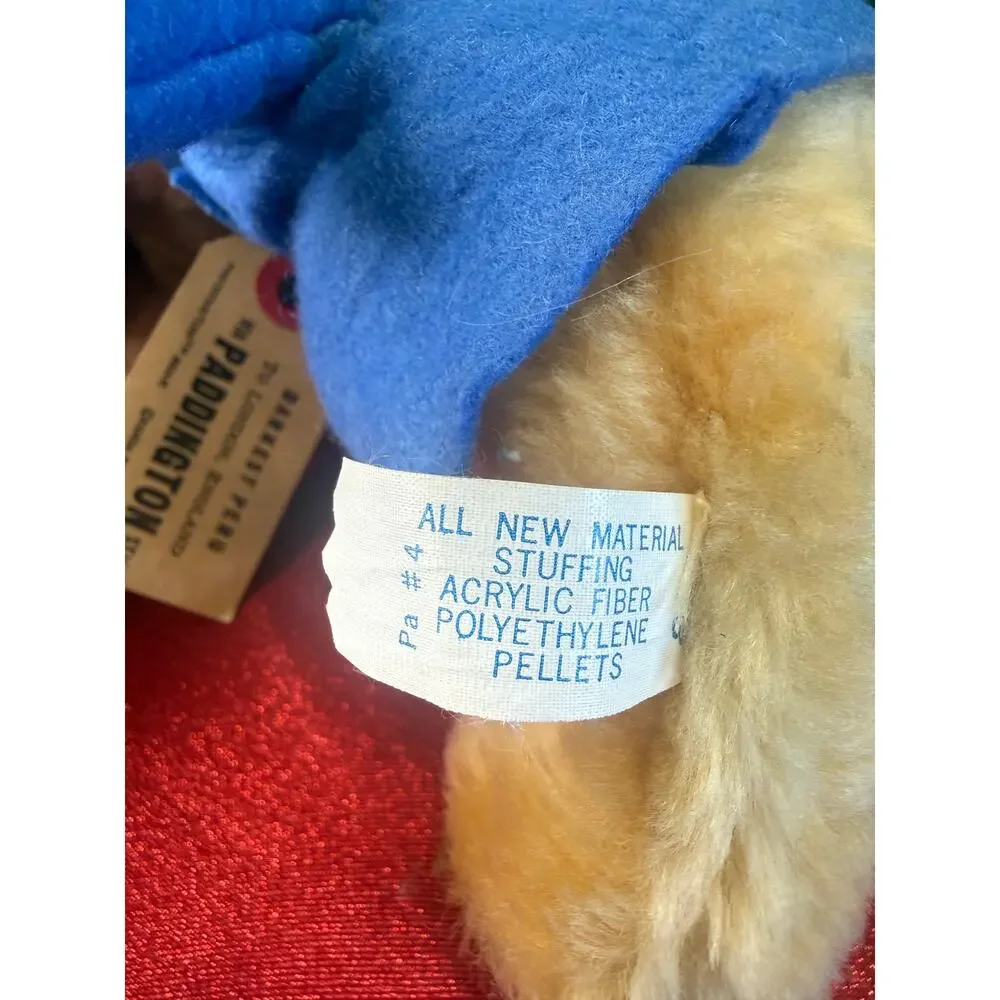 Vtg Eden Toys Paddington Bear Plush Darkest Peru Yellow Hat Blue Coat  Korea